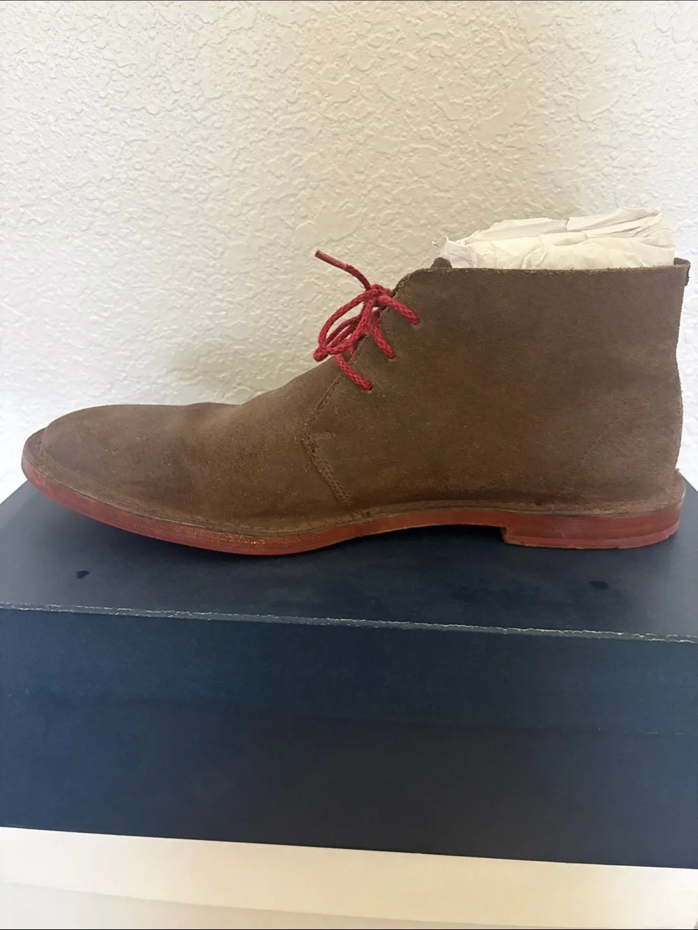 Cole Haan Brown Suede Chukka Boots with Red Laces